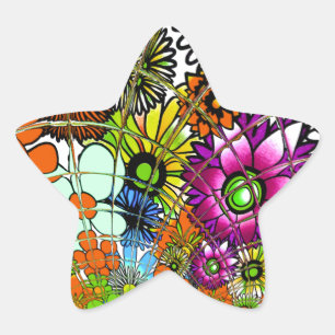 Adesivo Estrela O mais recente e colorido padrão floral de arte d