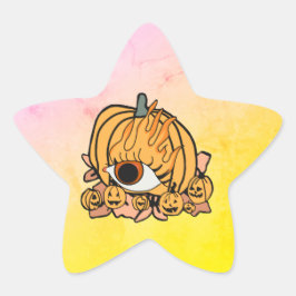 Adesivo Estrela O Olho Flamejado da Abóbora Retro