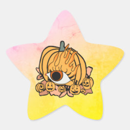 Adesivo Estrela O Olho Flamejante da Abóbora Retro
