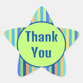 Adesivo Estrela Obrigado Blue & Orange Rainbow Stripes