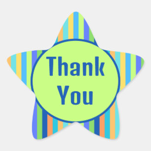 Adesivo Estrela Obrigado Blue & Orange Rainbow Stripes