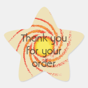 Adesivo Estrela Obrigado para sua ordem rodou amarelo alaranjado
