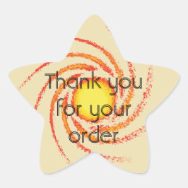 Adesivo Estrela Obrigado pelo seu pedido amarelo alaranjado girado
