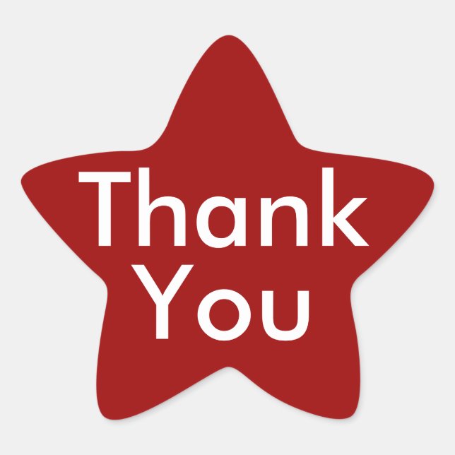 Adesivo Estrela Obrigado, Stickers em Fundo Vermelho (Frente)