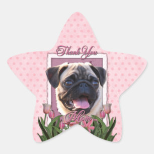 Adesivo Estrela Obrigado - tulipas cor-de-rosa - Pug