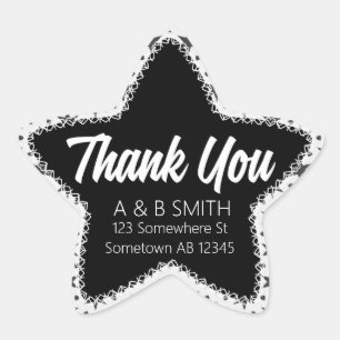 Adesivo Estrela Obrigado, White & Black Star Sticker