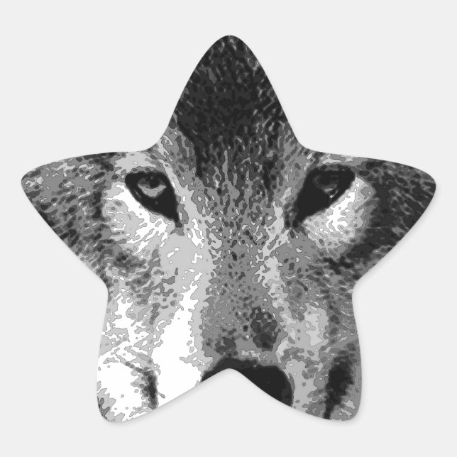 Adesivo Estrela Olhos do Lobo Negro e Branco (Frente)