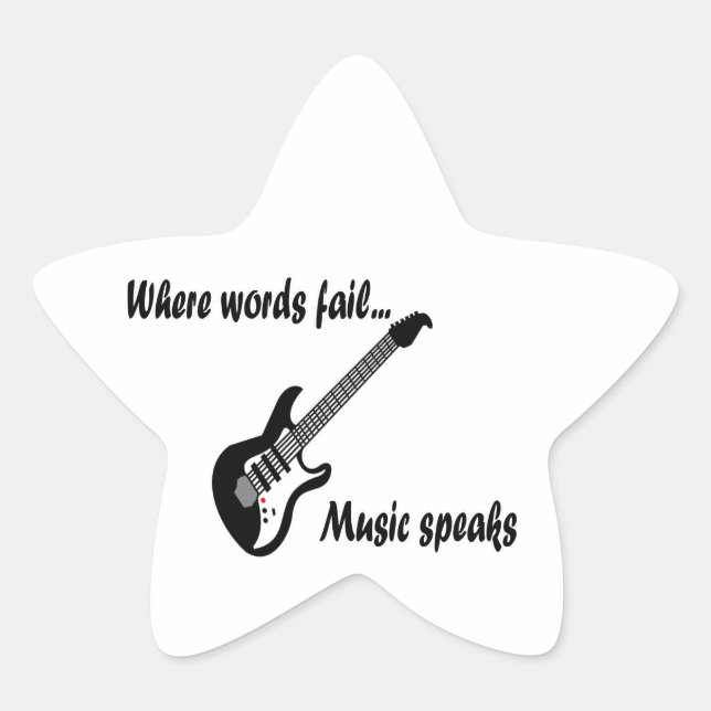 Adesivo Estrela Onde as palavras falham, a música fala (Frente)