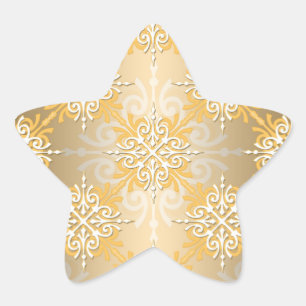 Adesivo Estrela Ouro Amarelo Pálido com Padrão Damasco
