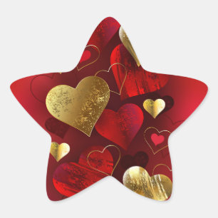 Adesivo Estrela Ouro e namorados vermelhos