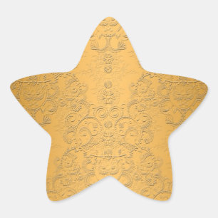 Adesivo Estrela Ouro Simulada com Desenho Ornamental Embutido
