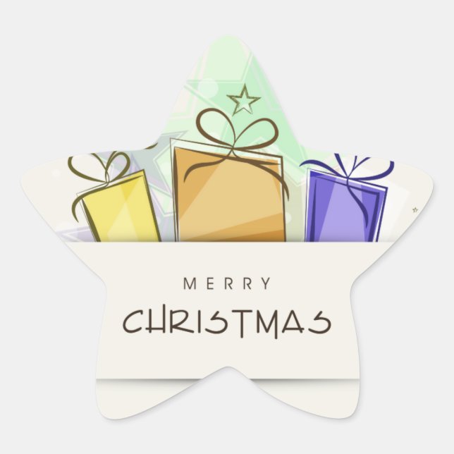 Adesivo Estrela Pacotes de Natal Feliz (Frente)