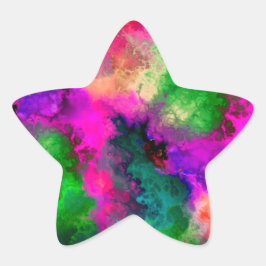Adesivo Estrela Padrão Abstrato Hipnotizante em Rosa, Roxo, Verde