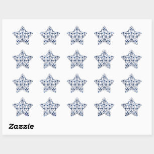 Adesivo Estrela Padrão azul-marinho ornamentado sobre branco