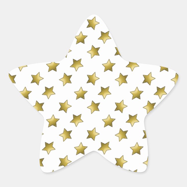 Adesivo Estrela Padrão branco das estrelas douradas Elegantes (Frente)