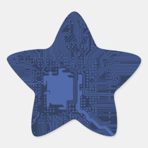 Adesivo Estrela Padrão da placa-mãe do Geek azul