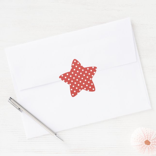 Adesivo Estrela Padrão de Bolinhas Vermelhas e Brancas (Envelope)