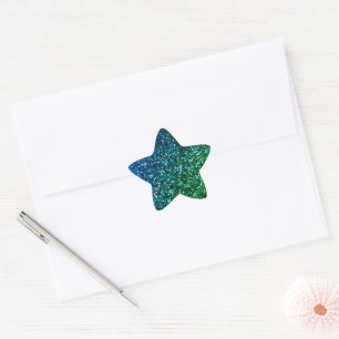 Adesivo Estrela Padrão de brilho ombre azul verde 