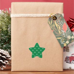 Adesivo Estrela Padrão de Estrelas Verdes e Brancas Festivas