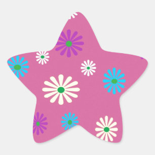 Adesivo Estrela Padrão de flor de polpa colorida