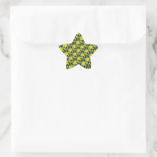 Adesivo Estrela Padrão de Flores de Valor Amarelo
