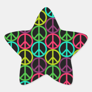 Adesivo Estrela Padrão de Hippie Peace Sign