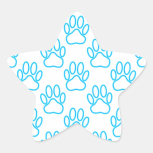 Adesivo Estrela Padrão de Impressão da Pata de Cão Azul