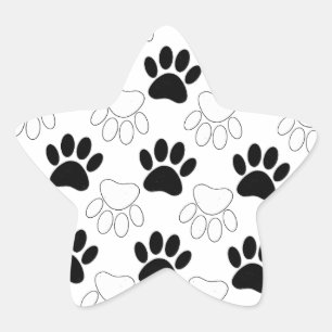 Adesivo Estrela Padrão De Impressão Da Pata De Cão Preta E Bran