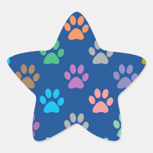 Adesivo Estrela Padrão de pegadas coloridas