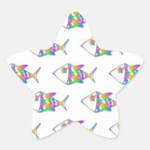 Adesivo Estrela Padrão de Peixe abstrato