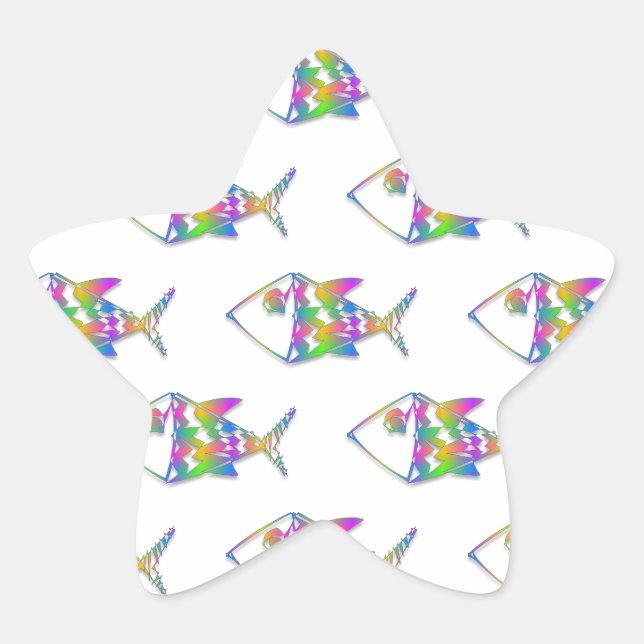 Adesivo Estrela Padrão de Peixe abstrato (Frente)