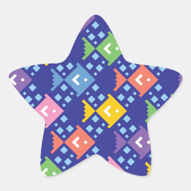 Adesivo Estrela Padrão de Peixes Coloridos no Oceano (Frente)