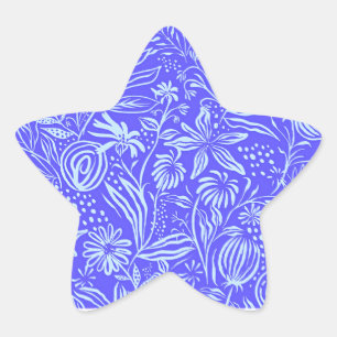 Adesivo Estrela Padrão floral azul brilhante-lilás