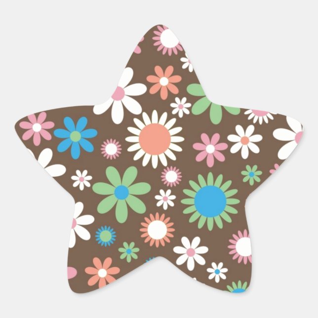 Adesivo Estrela Padrão Floral de Daisy Cute (Frente)