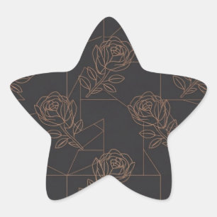 Adesivo Estrela Padrão Geométrico de Linha de Arte em Dourado Rosa