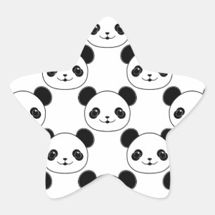 Adesivo Estrela Padrão Kawaii Panda Em Preto E Branco