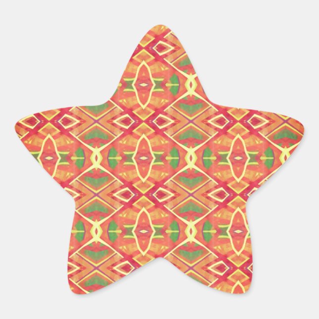 Adesivo Estrela Padrão laranja e verde (Frente)