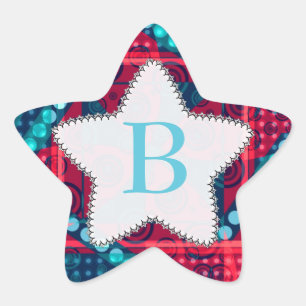 Adesivo Estrela Padrão Moderno Monograma Blue Star Sticker