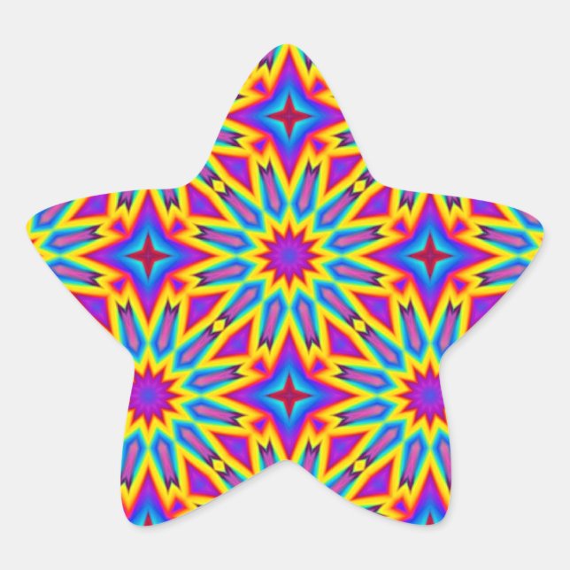 Adesivo Estrela padrão ornamental, multicolorido, (Frente)