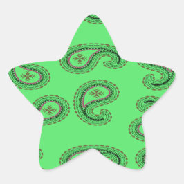 Adesivo Estrela Padrão paisley decorativo em verde