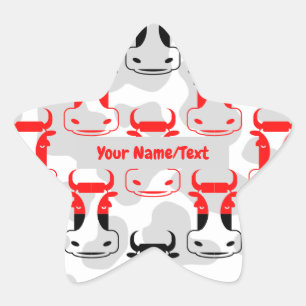 Adesivo Estrela Padrão Personalizado de Bookplate Funny Moody Cows