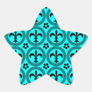 Adesivo Estrela Padrão Turquesa Azul Azul Azul Fleur De Lis