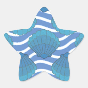 Adesivo Estrela Padrão Vintage Seashell E Ondas