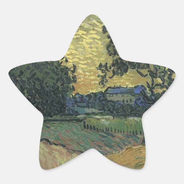 Adesivo Estrela Paisagem de Van Gogh ao Crepúsculo (Frente)