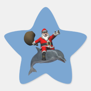 Adesivo Estrela Papai Noel montado num golfinho