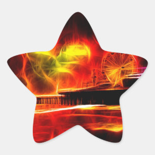 Adesivo Estrela Papais noeis Monica Pier Neon Fire Flames