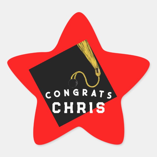 Adesivo Estrela Parabéns pela Formatura Vermelha (Frente)