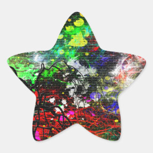 Adesivo Estrela Parede de tijolo dos grafites