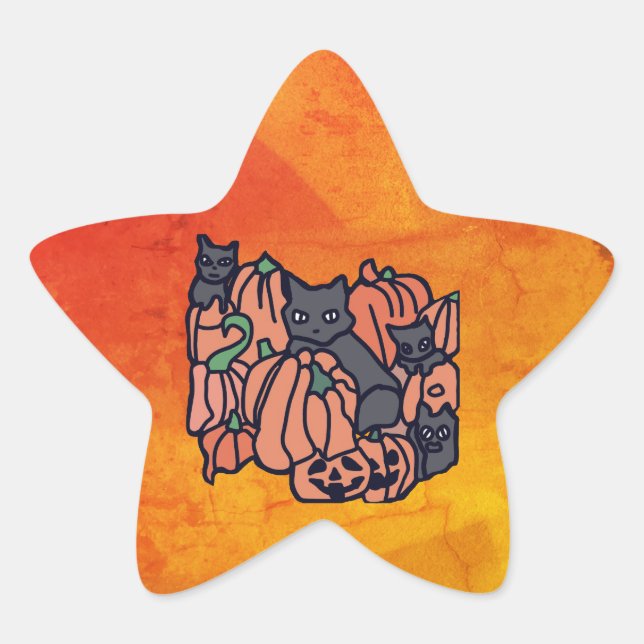 Adesivo Estrela Particularmente assombrado: Gatos e Abóboras no Ha (Frente)