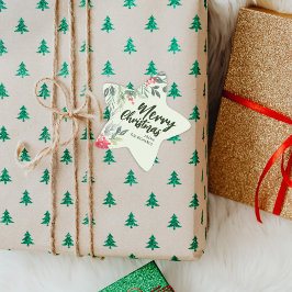 Adesivo Estrela Partido do Janto de Natal com Folhagem Botânica